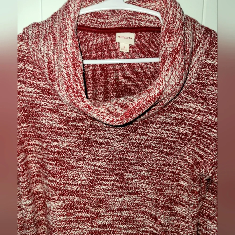 Merona Red Cowl Neck Sweater with Turtleneck Design Small